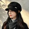 Chapéu Octogonal Retrô Estilo Britânico Novo Outono e Inverno Feminino Versátil para o Dia a Dia Aba Larga Faz o Rosto Parecer Menor Chapéu de Painter Newsboy