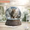 Impresión Plana Transfronteriza 2D Plano Rotación 360 Giratorio Acrílico con Diseño de Gato Ángel y Escena de Nieve