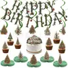 Banner de cumpleaños temático de Navidad transfronterizo, atmósfera vintage, banner de fiesta estilo bosque, decoraciones para topper de pastel