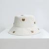 Sombrero de Verano para Mujer Estilo Coreano Bordado Oso Sombrero de Pescador para Mostrar Rostro Pequeño Sombrero de Cubo Parasol Combinable para Estudiantes al Aire Libre Sombrero Antisolar