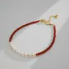 Pulseira de Ágata Nanhong e Pérola Natural de Água Doce Luxo Acessível Pulseira de Alta Qualidade Estilo Chinês Novo Pulseira de Contas de Nicho para Mulheres