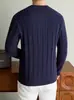 Suéter de Punto Pesado 570g Cuello Henry, Jersey Grueso de Moda, Suéter Cálido Casual para Hombre, Moderno