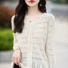 Suéter de Punto Calado de Algodón para Mujer 2026, Cordón, Elegante, Sencillo, Camisa Básica Adelgazante, Clásico Pulóver de Algodón de Moda