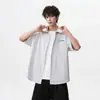 Camisa Masculina Falsa Duas Peças Estilo Americano, Manga Curta, Verão, Caimento Solto, Novo Estilo, Visual Jovem, Camiseta Color-Blocking, Casual, Manga 3/4
