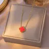 Collar Popular Transfronterizo de Trébol de Cuatro Hojas de Acero de Titanio para Niñas, Lujo Ligero y Versátil Nuevo Conjunto de Cadena Clavicular de Cinco Flores de Doble Cara