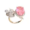 Anillo de Diseño de Lujo con Piedras Preciosas de Colores para Mujer, Anillo de Ardilla con Gema Tipo Cubo de Azúcar Santa María, Recomendado en Xiaohongshu Transfronterizo