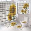 Venta Caliente Transfronteriza Cortina de Ducha de Baño Impermeable y a Prueba de Humedad con Girasol Alfombrilla de Baño Antideslizante de Cuatro Piezas Alfombrilla Absorbente para Pies