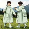 Capa de Chuva Impermeável Longa de Corpo Inteiro para Crianças para Chuva Forte com Compartimento para Mochila, Poncho de Chuva com Capuz para Meninos e Meninas, Uso Escolar