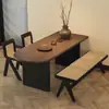 Mesa y sillas de comedor de madera maciza de segunda mano estilo lujo ligero francés semicircular para apartamento pequeño en casa mostrador isla contra la pared mesa de comedor estilo antiguo
