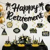 Set de Pancartas con Brillo Temática de Jubilación Negro y Dorado Transfronterizo, Set de Feliz Jubilación, Pancarta, Decoraciones Espirales de Panal