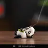 Adornos de Cerámica Pintados a Mano de Lindo Panda Rojo Creativo Mascota de Té para el Hogar Interior Portaincienso de Sándalo Portaincienso Portaincienso