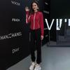Traje deportivo casual Primavera y Otoño 2025 Nuevo Blanco Rojo Cuello Sudadera Holgada Dos Piezas Ropa de Mujer
