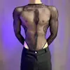 Lobe Roupa Íntima Sexy de Renda Conjunto Paixão Sem Tirar Peça Única Transparente com Strass Estampa de Cobra Sexy e Sedutora para Homens