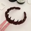 Diadema de Terciopelo de Peluche ~ Celebridad de Internet Coreana Linda Felpa Artefacto Craneal Alto para Lavado de Cara con Dientes Antideslizante Accesorios para el Cabello de Otoño e Invierno