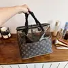 Bolsa cosmética portátil de gran capacidad, bolsa de aseo translúcida de oso de moda, nueva bolsa de almacenamiento de moda estilo coreano para mujer