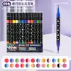 Marcador Flash de Doble Punta Bicolor Bolígrafo de Color Suave 24/48 Colores Marcador de Pintura para Cuaderno de Estudiante Resaltador Colorido