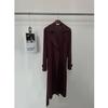 Nuevo Abrigo de Alta Gama Otoño 2024 Angora Rojo Estilo Old Money Ramio Tencel Longitud Media Holgado para Mujer