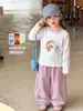 Roupas infantis Suzhili, conjunto de outono para meninas, roupa casual estilo coreano, conjunto infantil de blusa de manga comprida e calça de moletom, roupas de bebê menina categoria A