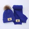 Conjunto de dos piezas de lana para niños para otoño e invierno, bufanda, guantes, niños y niñas, gorro de punto cálido para bebé