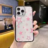 Funda para iPhone 16 Pro Estilo Coreano Rosa Estrella Manzana Aspecto de Alta Gama para Mujer Transparente Anticolisión