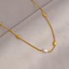 Collar de acero de titanio en tono dorado para mujer, no se decolora, lujo ligero, nicho, joyería de cadena para la clavícula, de alta gama, versátil, a la moda y para el temperamento