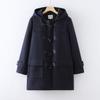 Abrigo de Lana con Botones de Cuerno Estilo Uniforme JK Japonés para Mujer Invierno 2025 Estilo Universitario Abrigo de Lana Acolchado Espeso con Capucha