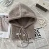 Gorro Balaclava de Lana de Corea del Sur para Mujer Otoño e Invierno Cortavientos Cálido Protección para Orejas Bufanda Gorro de Lana Tejido de una Pieza