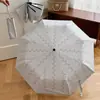 Sombrilla Vintage de Rayas Florales para Niñas, Doble Uso para Sol y Lluvia, Compacta y Portátil, Protección UV, A prueba de Viento, Sombrilla