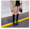 Primeiro Encontro Botas Ji Long Femininas Outono Inverno 2026 Novo Estilo Zíper Lateral Emagrecedoras Botas de Cavaleiro Botas Longas Botas de Cano Alto Botas de Motocicleta