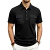 Camisa de Trabajo Jacquard Pesada Suelta de Verano para Hombre, Europea y Americana, con Colores Contrastantes, Casual Multibolsillos para Exteriores de Manga Corta