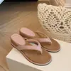 Primeiro Encontro Sandálias de Tanga de Verão ao Ar Livre para Mulheres com Aumento de Altura de 5cm com Salto Anabela Estilo Resort Francês