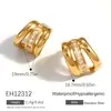 Brincos de Aço Inoxidável Transfronteiriços com um Toque de Luxo Leve e de Alta Qualidade, Estilo Clássico em Forma de C com Zircônia, Brincos à Prova d'Água com Banho de Ouro em Aço Titânio Yuhui
