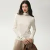 Suéter de Lana 100% Pura Fina Delicada Yangzi para Mujer Otoño/Invierno 2026 Cuello Alto Capa Base Tejida Capa Base