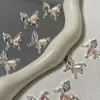 Nuevos Pendientes de Aleación de Lujo de Gama Alta, Cara Media, Piedra Ojo de Gato, Tarjeta de Mariposa 25 mm, Diseño Hecho a Mano para Bricolaje, Material Estilo Japonés