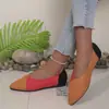 Zapatos planos para mujer transfronterizos, talla grande, primavera y otoño, gamuza, con bloques de color, punta fina, sin cordones, zapatos casuales para mujer