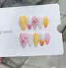 Unhas Usáveis Artesanais Puras Nai Zi para Primavera e Verão com Relevo 3D Esculpido e Estilo de Pintura Colorida B284, Vibe de Desejo Puro, Estilo Europeu e Americano