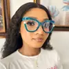 Óculos Planos Femininos da Moda com Nova Tecnologia Anti-Luz Azul, Personalidade Transfronteiriça, Decoração de Pérolas Coloridas, Armações Elegantes