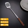 Espátula de Aço Inoxidável 304 com Cabo Longo Concha de Sopa Colher Escumadeira Cabo de Jacarandá Espátula para Fritar Utensílio Doméstico de Cozinha Espátula de Cozinhar Colher Concha