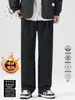 Pantalones de traje rectos retro guapos estilo Hong Kong 2025 nuevos pantalones casuales para hombre pantalones de traje cálidos con forro polar de invierno