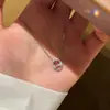 Colar de Joias Rosa Diamante Retro de Luxo Leve Estilo Francês para Mulheres, Corrente de Clavícula com Pingente de Zircônia Doce e Elegante de Nicho Moderno