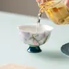 Taza Maestro de Cerámica con Boca de Flor de Lirio del Valle Pintada a Mano, Taza de Té de Cerámica Hecha a Mano para Mujeres, Juego de Té