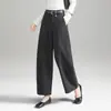 Pantalones cropped de mujer modernos y a la moda, nuevo estilo otoño e invierno 2026, de cintura alta, adelgazantes, cómodos, pantalones casuales holgados