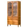Aparador de Cocina Estantería con Puerta de Cristal Madera Maciza Roble Estilo Japonés Combinación para el Hogar Estantería Estante de Almacenamiento de Pie