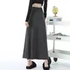 Falda Midi Gris Oscuro para Mujer Primavera Verano Otoño Elegante Caída Falda Cola de Pez de Modal Falda Bodycon Línea A Petite