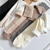 Medias hasta la rodilla estilo japonés blancas con forro polar para niños, medias altas de algodón gruesas y cálidas grises para el muslo, de tubo alto para otoño e invierno
