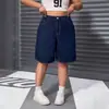 Shorts Jeans Yuyuan Transfronteiriço Plus Size Verão Novo Estilo Retrô Americano Mais Vendido Lavado Solto Perna Larga Alta Elasticidade