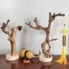 Decoração Original de Galho de Madeira com Tronco e Ornamento de Base para Exibição em Mesa de Centro Brinquedo Artesanal Suporte de Madeira Maciça para Joias