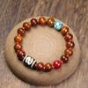 Pulsera de Hueso de Camello del Tíbet Pulsera de Hueso de Camello Viejo del Tíbet Envuelto en Hueso con Accesorios de Cuentas Dzi Joyería de Estilo Étnico Tibetano