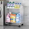 Estante de almacenamiento para baño, estante para detergente de lavandería, almacenamiento junto a la lavadora, carrito de baño para balcón, de pie