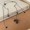 Colar com Corda Preta de Cachorro Dachshund Fofo Infantil Corrente de Suéter Longa Elegante para Outono e Inverno Versátil Corrente de Suéter Única de Nicho